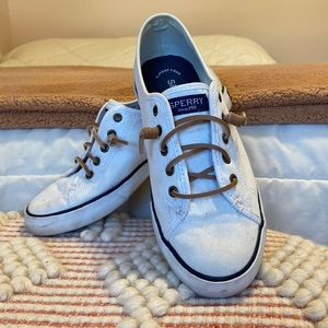 White Sperrys, women’s size 8